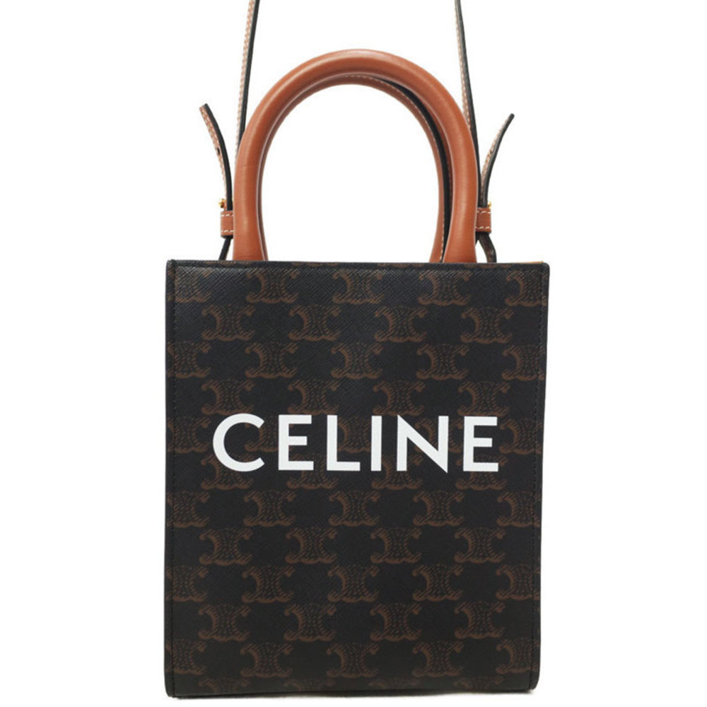 Celine Triomphe Canvas Mini Vertical 2way Bag Tan - image 1